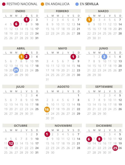 Calendario Laboral Sevilla 2021 Con Todos Los Festivos