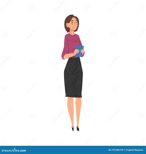 Woman Journalist Or Tv Presenter Character Television Industry Concept