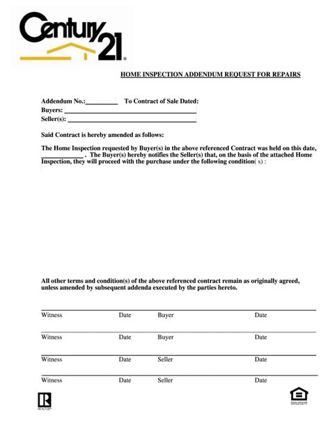 Home Inspection Addendum Request For Repairs Fill And Sign Printable
