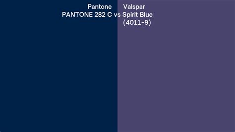 Pantone 282 C Vs Valspar Spirit Blue 4011 9 Side By Side Comparison