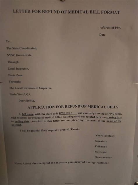 Nysc Medical Refund Letter How To Get Your Medical Bill Refunded
