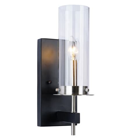 Alsy 1 Light Black And Nickel Wall Sconce 20538 001 The Home Depot