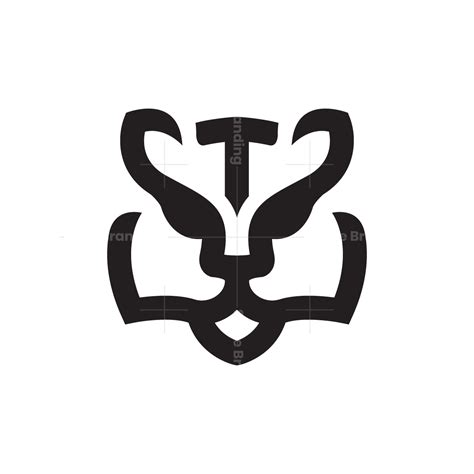 A Black And White Logo With An Animals Head In The Shape Of A Letter T
