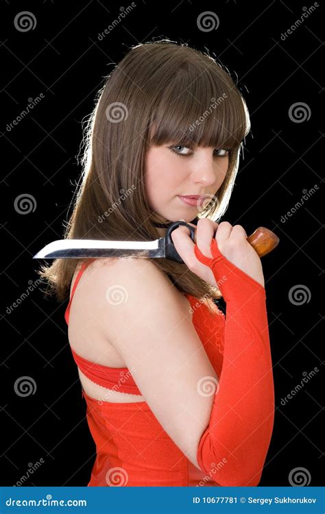 Beautiful Girl With A Knife Stock Image Image Of Black Glamour 10677781
