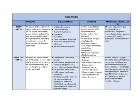 Matriz De Organización Conceptual Sobre Salud Mental Aa1 Ev01 Karen M