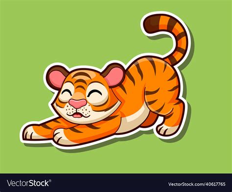 Cute Cartoon Tiger Sticker Mascot Animal Vector Image