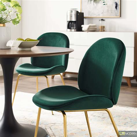 Modern Contempo Demetria Green Velvet Dining Side Chair With Gold