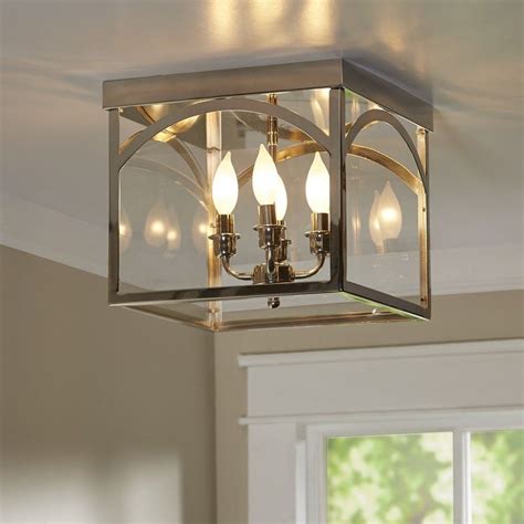 It's made from metal and features a rectangular canopy, short downrod, and short spikey arms, all awash in a metallic finish. Mount Airy 4-Light Flush Mount | Flush mount lighting ...