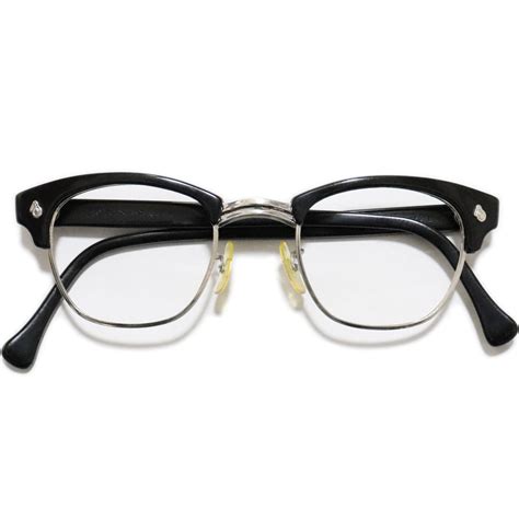 vintage 1960 s american optical browline eyeglasses black [48 24] made in u s a ｜ ビンテージ眼鏡