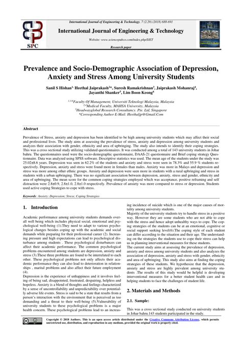 University students are a special group of people that are enduring a critical transitory period in which they are going from adolescence to adulthood and can be one of the most stressful. (PDF) Prevalence and Socio-Demographic Association of ...