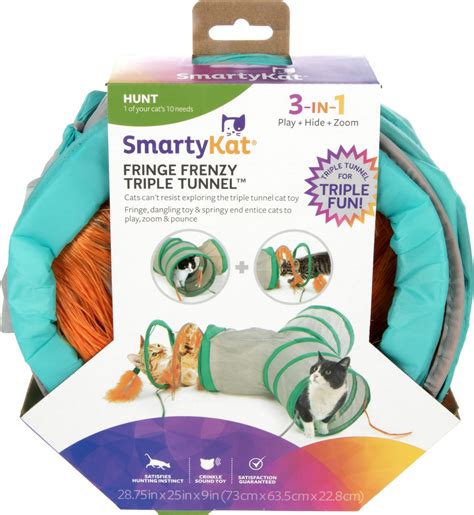 SMARTYKAT FRINGE FRENZY TRIPLE TUNNEL CAT TOY - My Pet Store and More