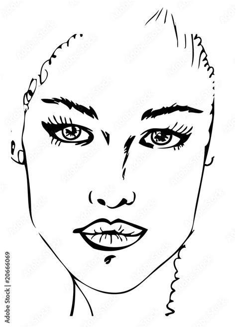 Woman Face Tattoo Design Black And White Stock Illustration Adobe Stock