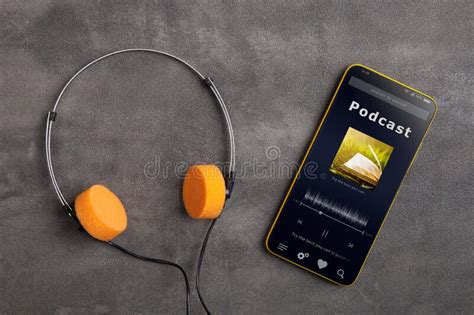 Listen Podcast Online Concept Online Music Player App On Smartphone