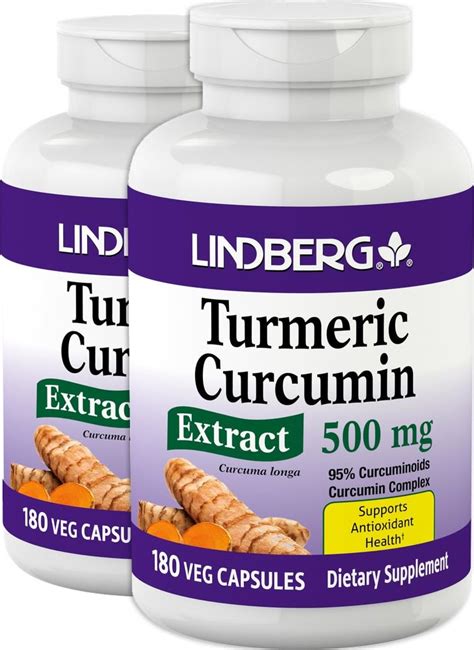 Turmeric Curcumin Standardized Extract 500 Mg 180 Vegetarian Capsules