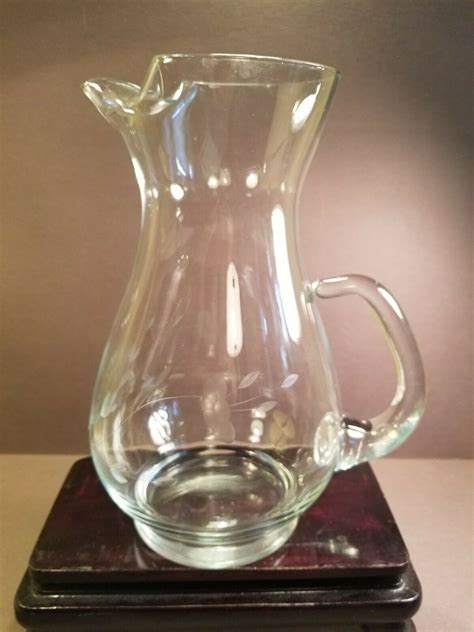Princess House Etched Crystal Water Pitcher Vintage Princess House Heritage 10 72 Oz Glass