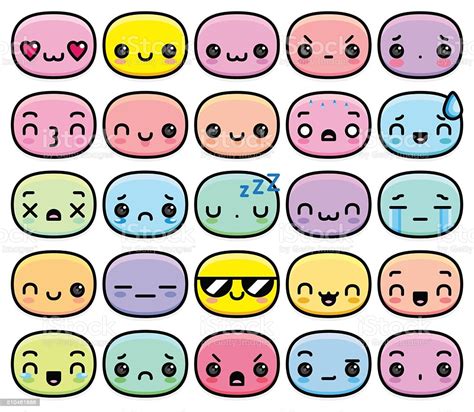 Set Of Different Cartoon Cute Faces Stock Illustration Download Image