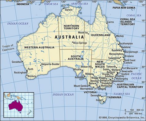 Карта Австралии описание страны география ниформация столица факты
