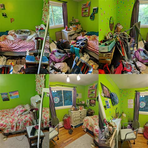my room has been messy for over a year and i cleaned it before on top after on bottom