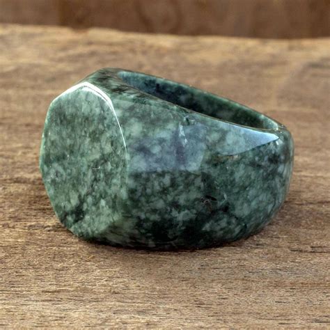 Signet Style Green Guatemalan Jade Ring Indomitable Novica