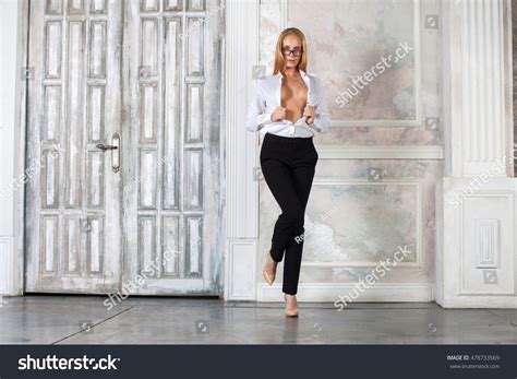 Sexy Secretary Topless Girl Office Clothes Stok Fotoğrafı Shutterstock