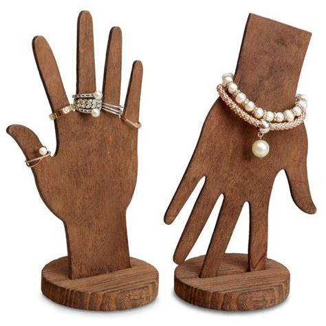 Wooden Hand Display For Rings And Bracelets Brown Etsy Wooden