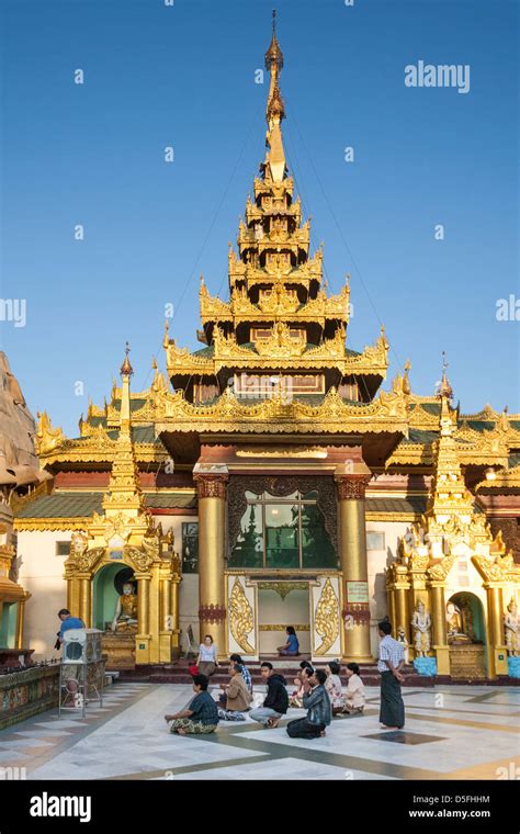 A Prayer Hall At Shwedagon Pagoda Yangon Rangoon Myanmar Burma