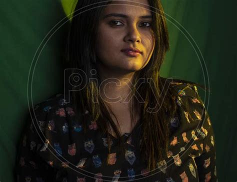 Image Of Portrait Of Young Brunette Indian Bengali Brunette Plus Size