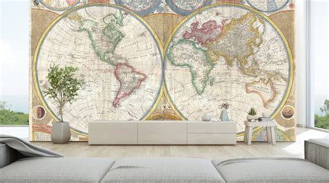 World Map Wall Mural Bedroom Wallpaper Living Room Mural Easy Etsy Uk
