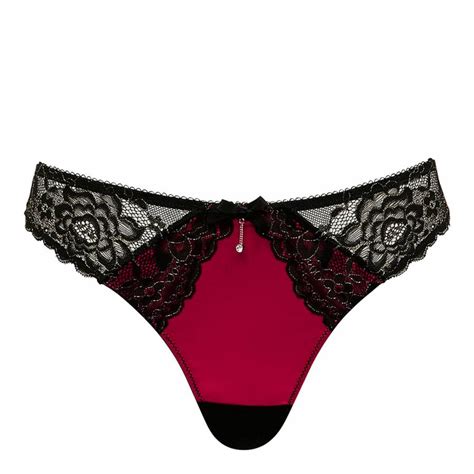 Red And Black Allure Lace Thong Brandalley