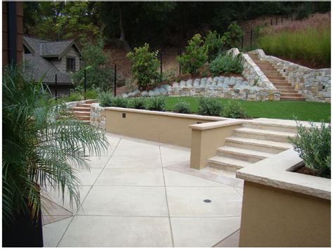 Stucco Retaining Wall With Stairs Backyard Patio Designs Backyard