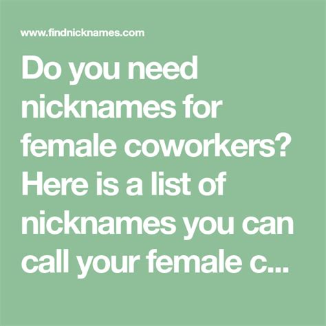 60 Delightful Nicknames For Female Coworkers — Find Nicknames