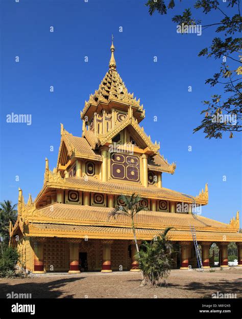 Myanmar Burma Bago Kanbawzathadi Palace Bee Throne Hall Stock Photo