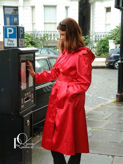 Pretty Red Single Texture Mackintosh Red Raincoat Rain Fashion