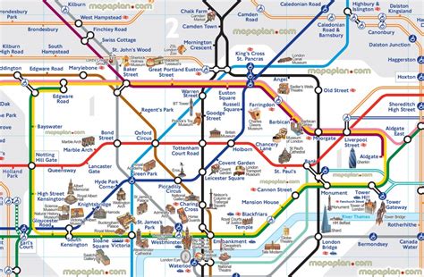London Map Tube With Attractions Underground Throughout Places Of