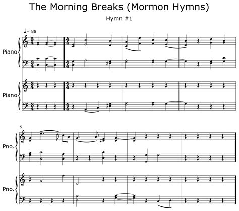 The Morning Breaks Mormon Hymns Sheet Music For Piano