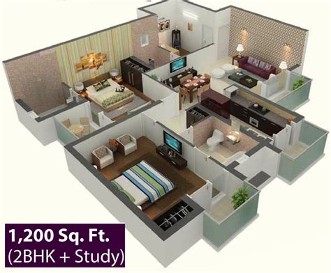 Beautiful 1200 Sq Ft House Plans Modern 3d 5 Concept Small Modern