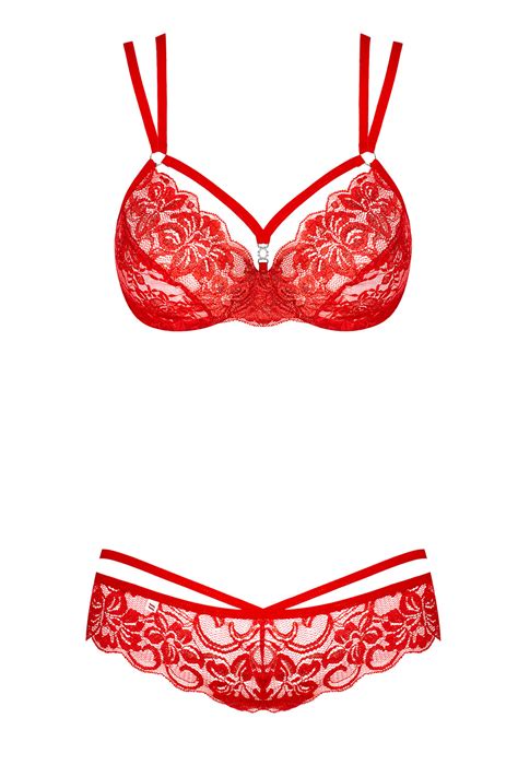 Obsessive Women S Lace Sheer Set 860 Set 3 Red