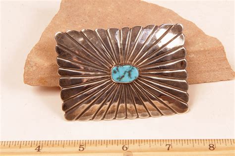 Jewelry New Navajo Silver Turquoise Shadowbox Buckle By A