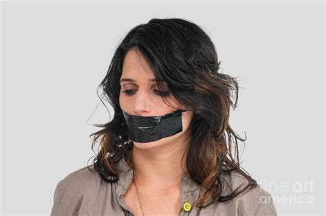 Woman With Duct Taped Mouth L Photograph By Ilan Rosen Pixels