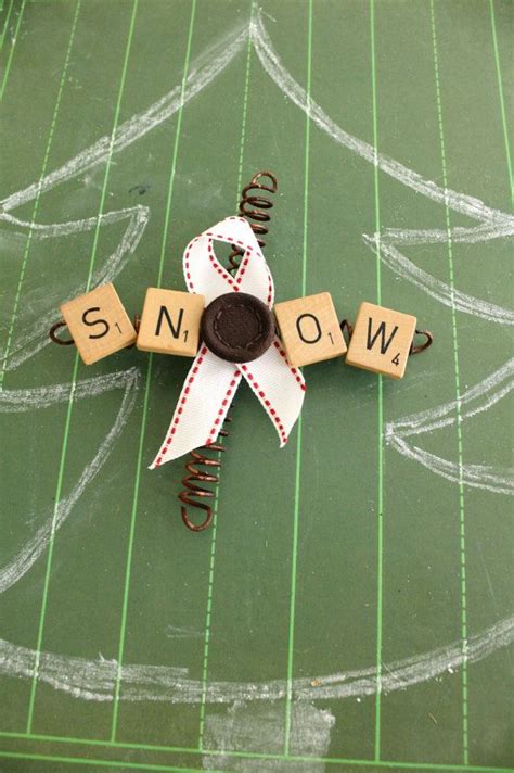 Snow Scrabble Tile Christmas Ornament Vintage Constructed Etsy