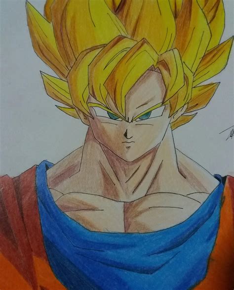 Dragon Ball Drawing With Color - SON GOKU FROM DRAGON BALL Z DRAWING USING COLORED PENCILS STEP BY STEP