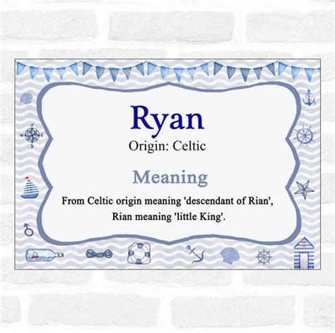Ryan Name Meaning Nautical Certificate The Card Zoo