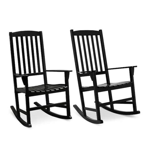 Cambridge Casual Thames Black Wood Outdoor Rocking Chair Set Of 2