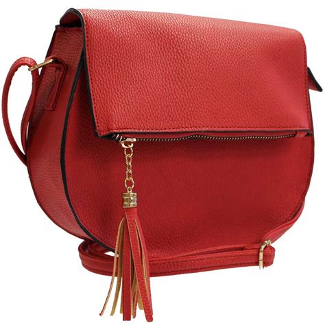 Red Flap Over Handbag Adjustable Shoulder Strap Uk