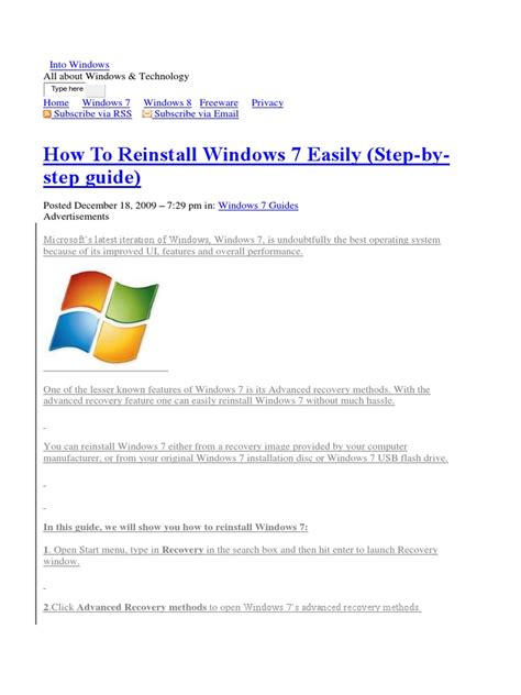 How To Reinstall Windows 7 Easily Step By Step Guide Pdf Windows