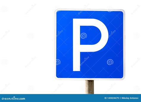 Blue Parking Sign Isolated On White Background Stock Image Image Of