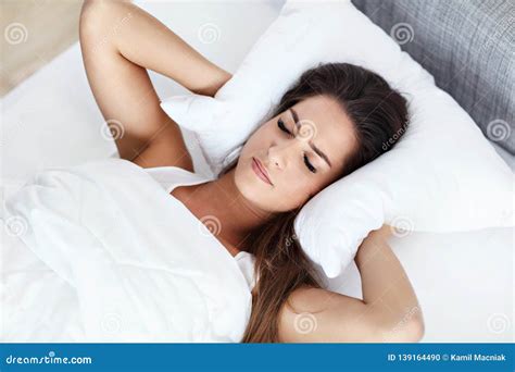 Young Beautiful Woman Having Trouble Sleeping Stock Photo Image Of