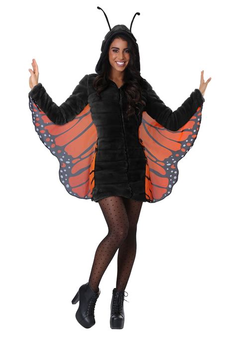 Adult Womens Dark Gothic Black Monarch Butterfly Halloween Costume