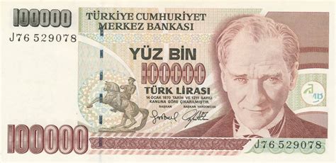 Türkei 100000 Lira 1991 Geldschein Banknote 100 bin türk lirasi Türkiye