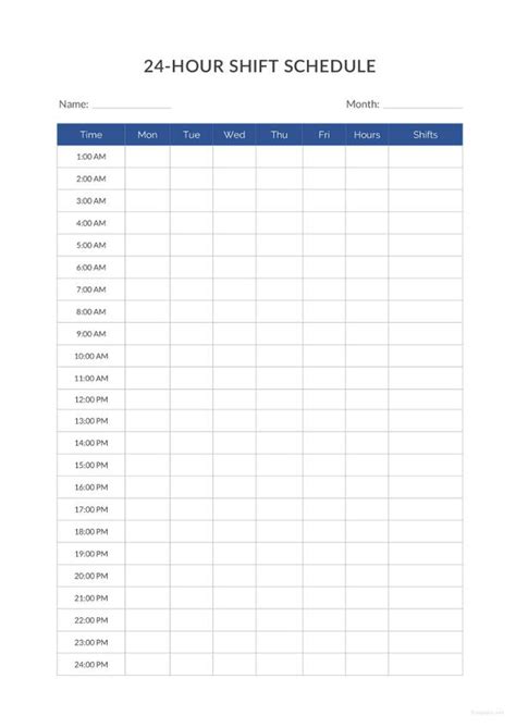 hours schedule templates   excel